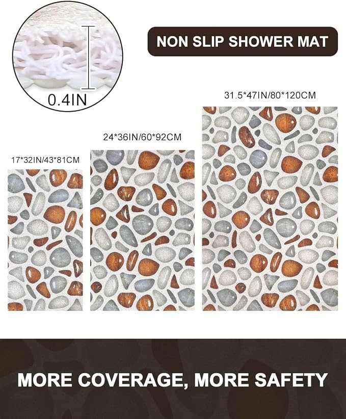 Large Shower Mat Non Slip: Anti Slip Shower Mats for Inside Shower, Soft PVC Loofah Shower Floor Mat, Extra Large Bath Mat for Shower, Tub, Bathroom, Floor, Kitchen, Home, Pool, Hotel, Quick Drying