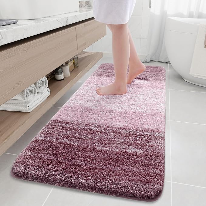 Arotive Microfiber Bathroom Rugs, Shaggy Soft and Absorbent Bath Rug, Thick Plush Machine Washable Dry Bath Mats for Bathroom, Tub and Shower, 70x24, Mauve, Rectangular