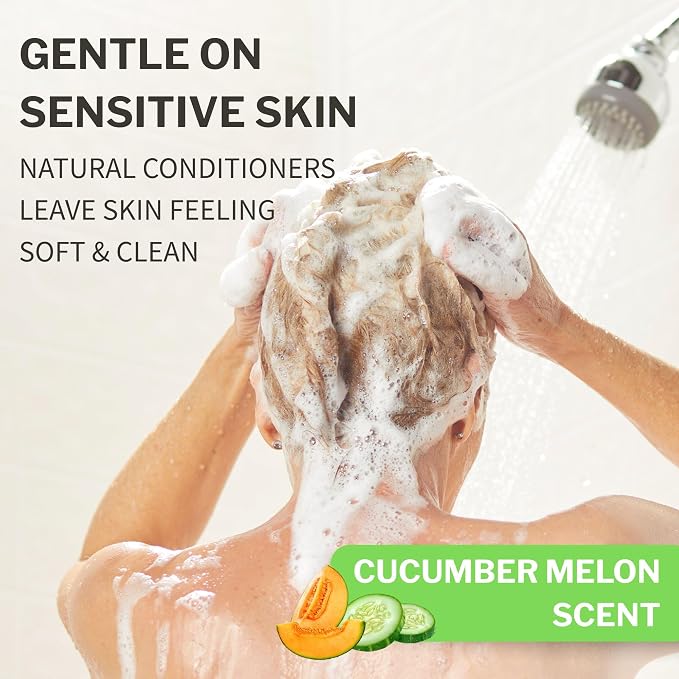 McKesson Body Wash and Shampoo, Cucumber Melon Scent, 1 gal, 4 ct | Bulk Refill Full Body Wash with Aloe