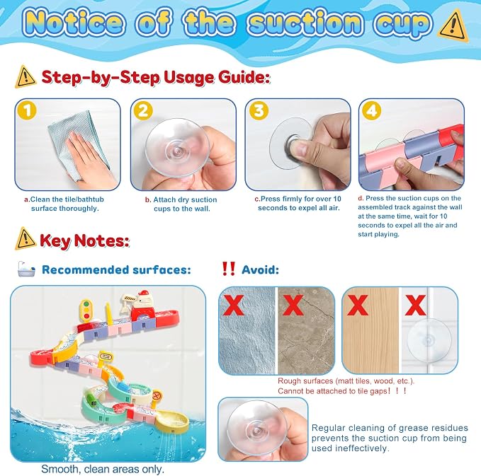 Fajiabao Bath Toys for Kids Ages 4-8 3-5 Fun DIY Bathtub Toys for Toddler | 38 PCS Modular Track with Magnetic Cars Easy-Assemble Slide for 3+ Year Old Boys Girls Gifts with Strong Suction Cups