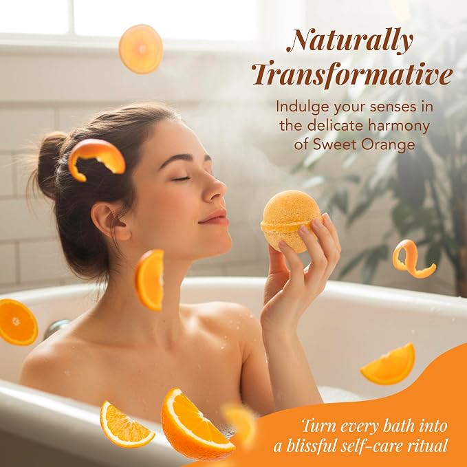 Saavy Naturals Bath Bombs – Relaxing Foaming Fizz Bubbles, Organic Bath Bombs for Women and Kids with Jojoba Oil - Gentle for Sensitive Skin - Made in USA - Sweet Orange (1 Pack) - 12 oz
