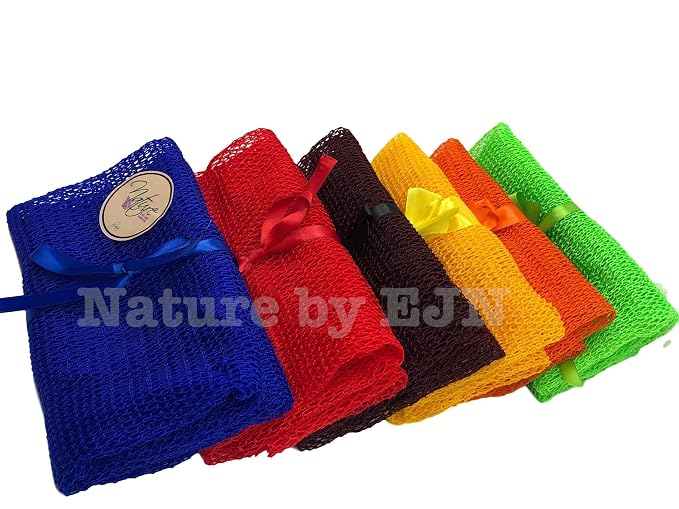 African Net Bath Sponge, Customaized Nature1 Weave, Long, Skin Exfoliation, Porous, Stretches Horizontally to Approximately 49" (Chartreuse Green).