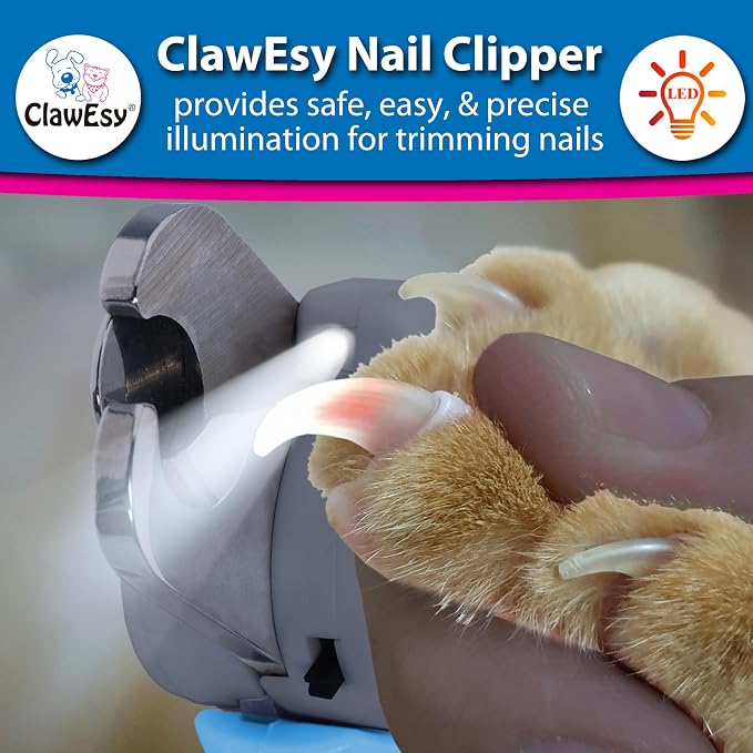Dog Nail Clipper with Ultra Bright LED Light for Bloodline, Stainless Steel Pet Nail Trimmer with Safety Guard, Ergonomic Handle, Free Nail File for Smooth, Easy Grooming. Dogs and Cats(Pink)