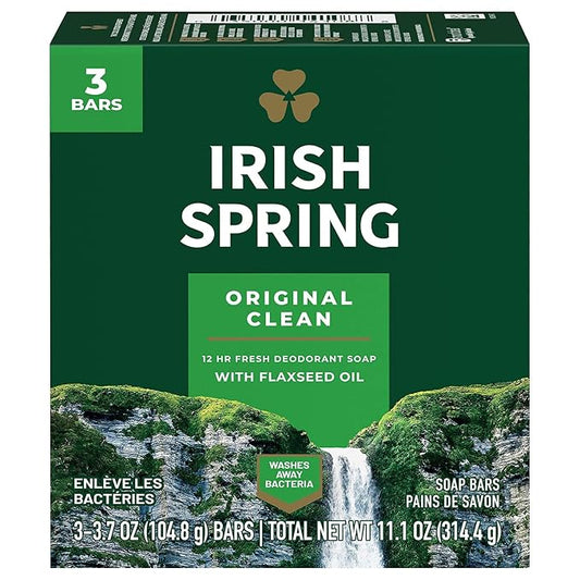 Irish Spring Original Deodorant Soap 3 Bars, 2 Pack (6 Total)