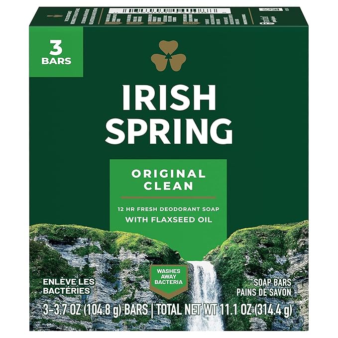 Irish Spring Original Deodorant Soap 3 Bars, 2 Pack (6 Total)