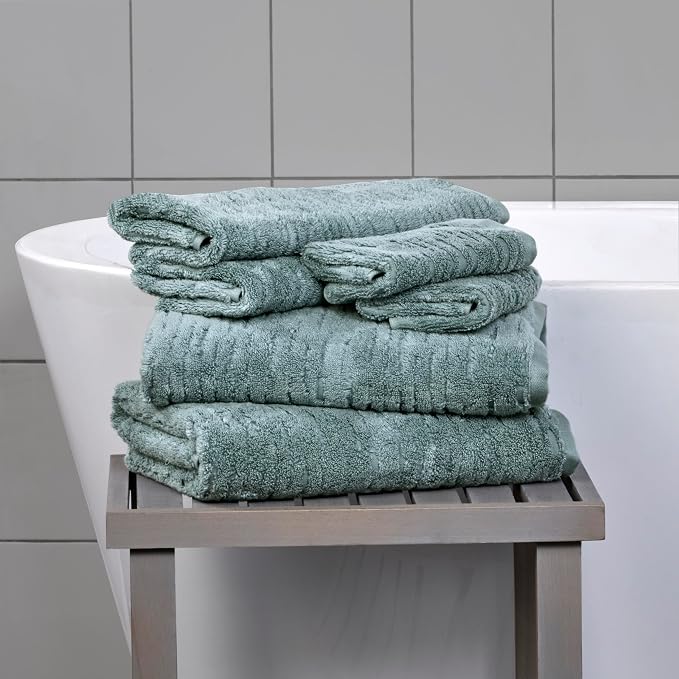 SKL Home CloudSoft 100% Cotton Luxury 6-Piece Towel Set, 600 GSM, Ultra Plush & Absorbent - 2 Bath Towels, 2 Hand Towels, 2 Washcloths, Teal