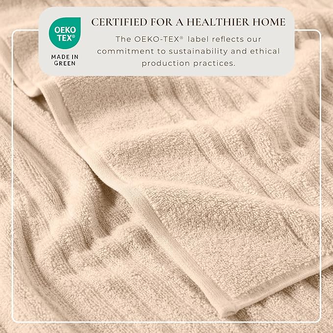 Great Bay Home Bath Towel Set - 100% Cotton 6 Piece Towel Set - Absorbent & Quick-Dry Towels for Bathroom (Dune)
