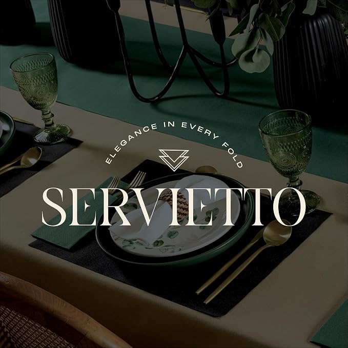 50-Pack Servietto Disposable Linen-Feel Guest Towels [12" x 17"] - Cloth-Like Hand Bathroom Napkins - Made In USA, Soft and Absorbent Paper Napkin for, Bathroom, Party, Wedding, Or Event