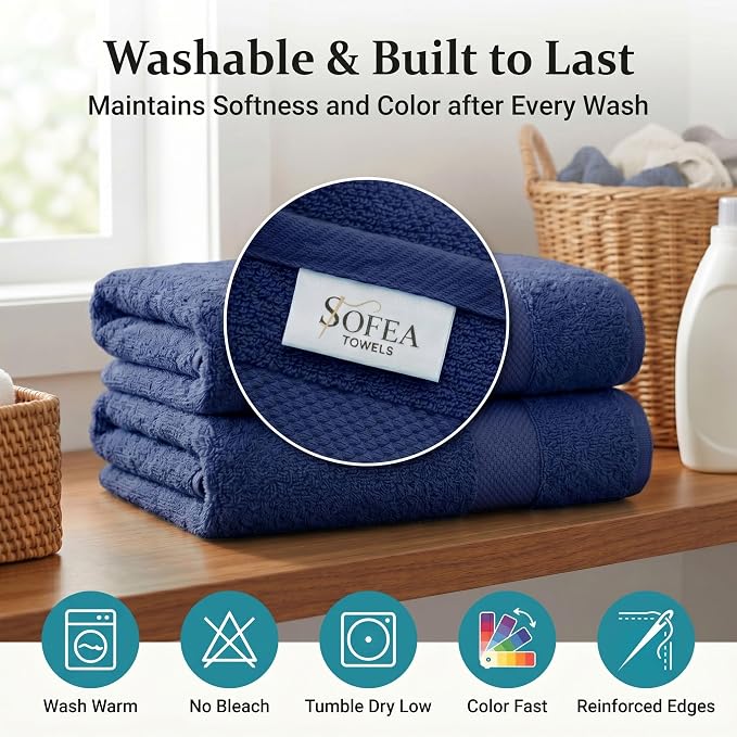 Sofea Bath Sheet Towels 2 Pack Oversized, (35 x 70 Inches) 100% Cotton Jumbo Bathroom Towels, Extra Large Soft Absorbent Bath Sheet Towels