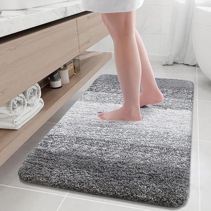 Arotive Microfiber Bathroom Rugs, Shaggy Soft and Absorbent Bath Rug, Thick Plush Machine Washable Dry Bath Mats for Bathroom, Tub and Shower, 36x24, Grey, Rectangular