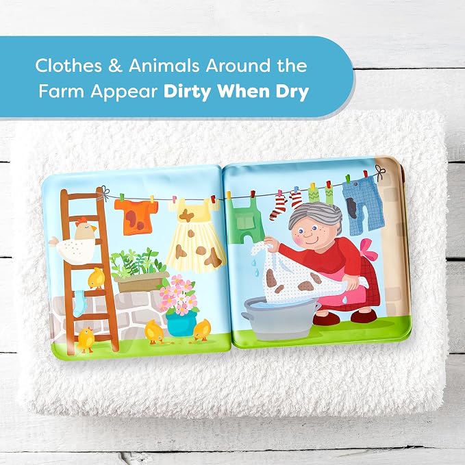 HABA Animal Wash Day - Magic Bath Book - Wipe with Warm Water and the Muddy Pages Come Clean