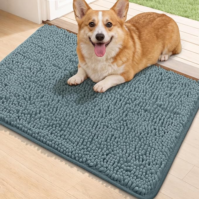 Bcoimo Super Absorbent Dog Door Mat, 30"*20" Anti Slip Mat for Muddy Paws, Pet Rugs for Dirty Paws Washable that Absorbs Moisture and Dirt, for Dog Cage and Pet Resting Carpet