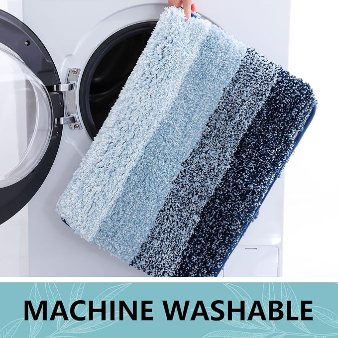 Arotive Microfiber Bathroom Rugs, Shaggy Soft and Absorbent Bath Rug, Thick Plush Machine Washable Dry Bath Mats for Bathroom, Tub and Shower, 36x24, Dark Blue, Rectangular
