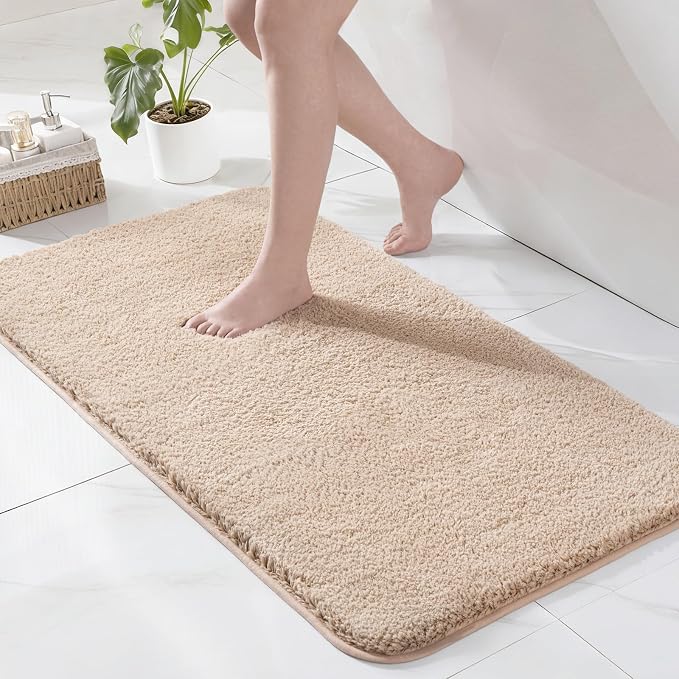 Exclusivo Mezcla Bathroom Rugs Mat 24x47, Extra Soft Non Slip Absorbent Microfiber Bath Rugs, Machine Washable Quick Dry Bath Mats for Bathroom Floor, Shower, Home Decor, Solid Camel