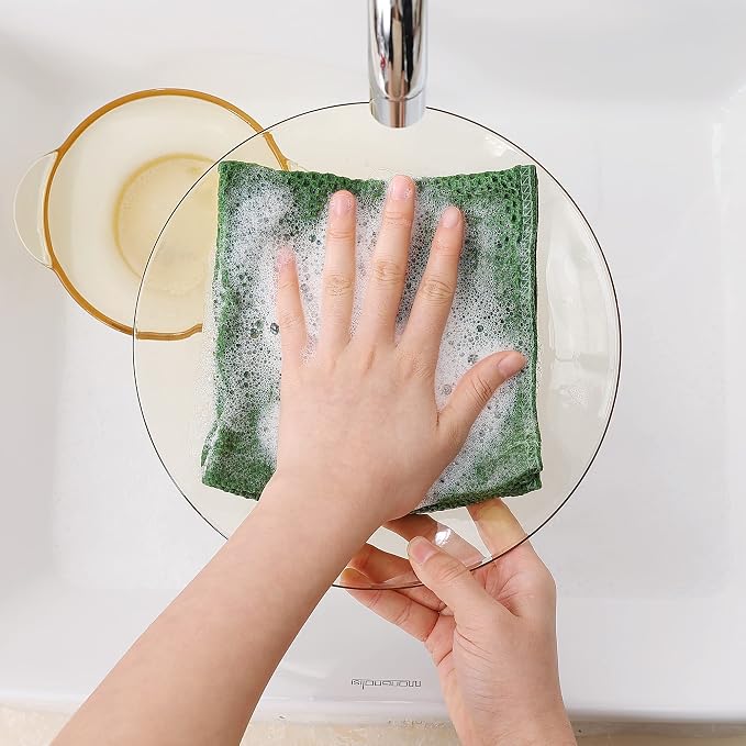 Homaxy 100% Cotton Waffle Weave Kitchen Dish Cloths, Ultra Soft Absorbent Quick Drying Dish Towels, 12 x 12 Inches, 24-Pack, Grass Green