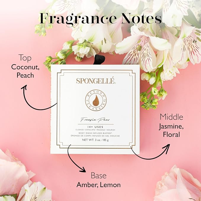 SPONGELLÉ Boxed Flower Body Wash Infused Buffer, Freesia Pear