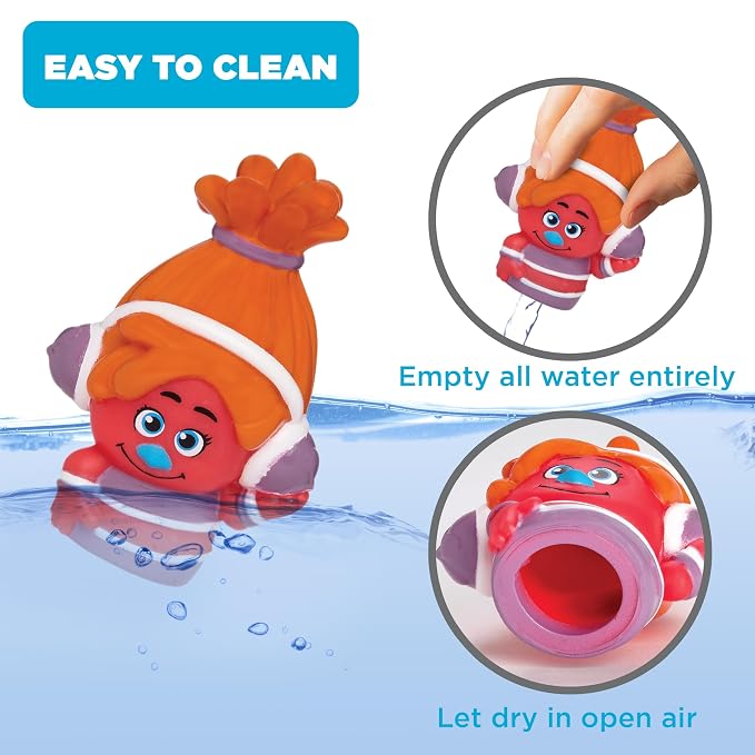 NBC Universal Trolls Bath Finger Puppets, 10 Pc - Party Favors, Educational, Bath Toys, Story Time, Beach Toys, Playtime, Stocking Stuffer