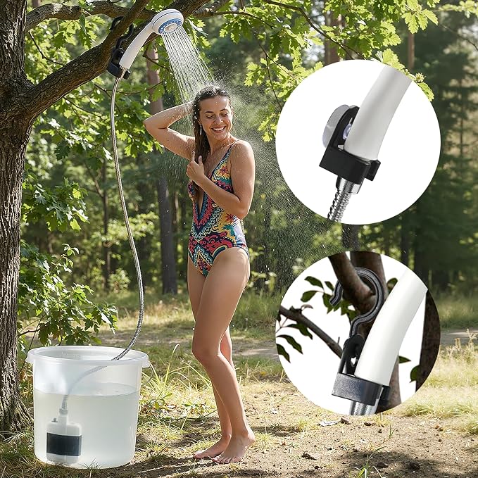 Portable Rechargeable Camping Shower Pump | 4000mAh Battery, Outdoor Shower Head Sprayer, For Camping, Hiking, Travel,car washing, pet cleaning
