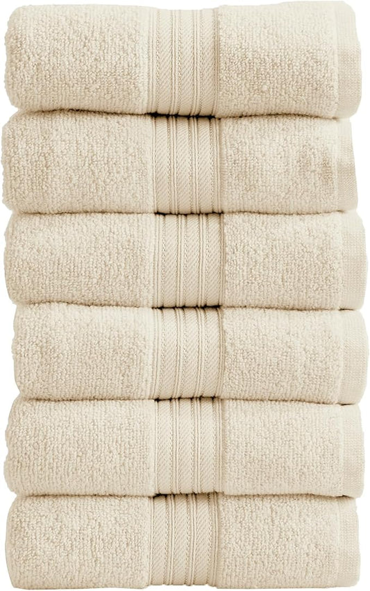 Great Bay Home Hand Towels - 100% Cotton 6 Pack 26x16 Hand Towel Set - Lightweight, Absorbent, Quick-Dry Towels for Bathroom (Buttermilk)