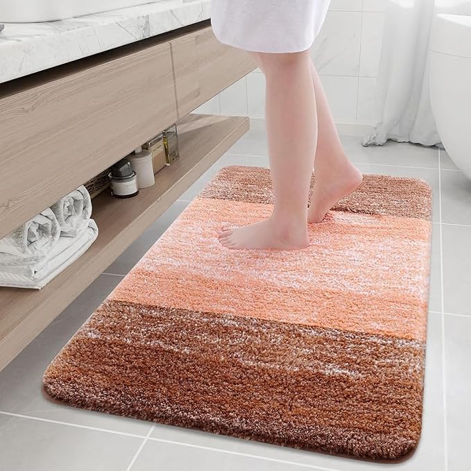 Arotive Microfiber Bathroom Rugs, Shaggy Soft and Absorbent Bath Rug, Thick Plush Machine Washable Dry Bath Mats for Bathroom, Tub and Shower, 36x24, Orange, Rectangular