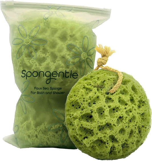 Spongentle Loofah Sponge for Shower and Bathing, Bath Sponge with Dual Texture, Shower Pouf for Gentle and Deep Exfoliation, Large Size Body Scrubber for Men & Women, PU Foam, 37% More Lather, 3 Pack