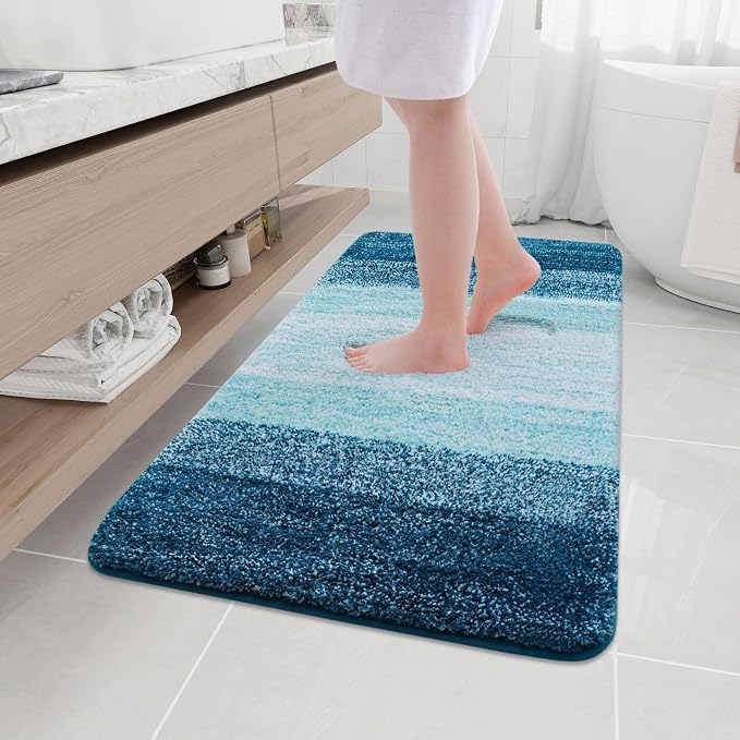 Arotive Microfiber Bathroom Rugs, Shaggy Soft and Absorbent Bath Rug, Thick Plush Machine Washable Dry Bath Mats for Bathroom, Tub and Shower, 50x30, Peacock Blue, Rectangular