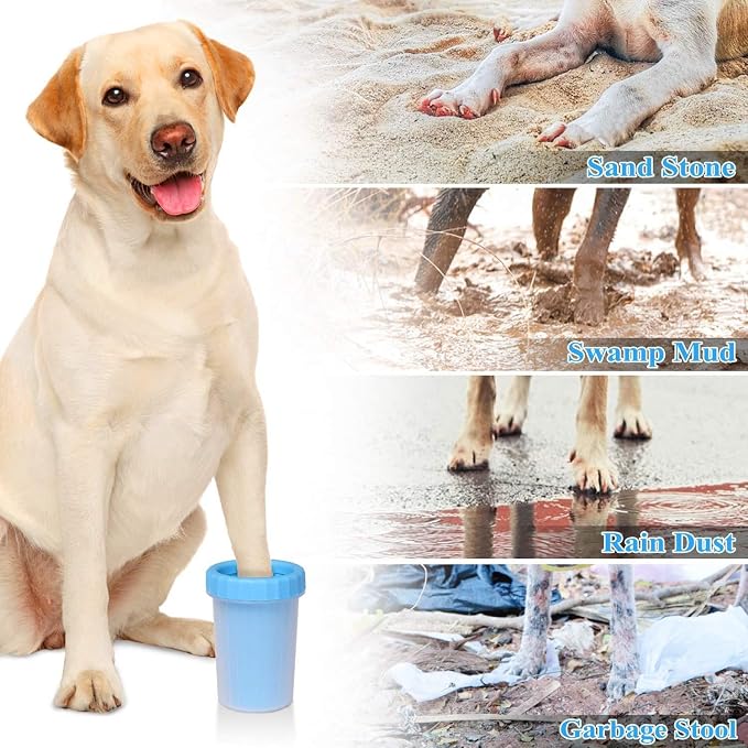 Dog paw cleaner. Portable dog paw washer. 2 in 1, brush and cleaner. Soft Silicone Dog Foot Cleaner Cup for Dogs and Cats. Portable pet cleaner. TeloComproYa