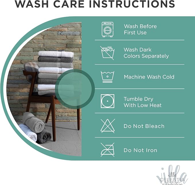 Villa Celestia Cotton Hand Towels Set of 2, 16 x 28, Oeko-TEX Certified, Quick Dry, Teal