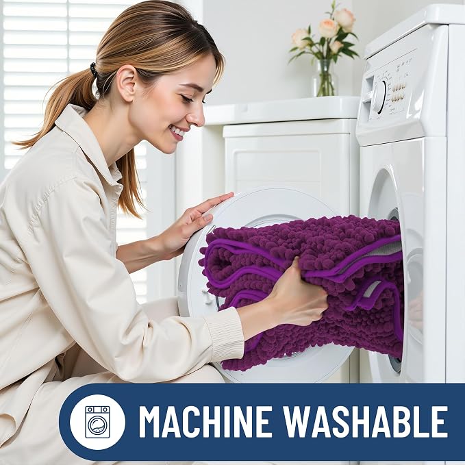 Smiry Bathroom Rugs Mat 30x20, Extra Soft Absorbent Chenille Bath Rugs, Non Slip Rubber Backing Machine Washable Quick Dry Bath Mats for Bathroom Floor, Tub, Shower, Home Decor Accessories, Violet