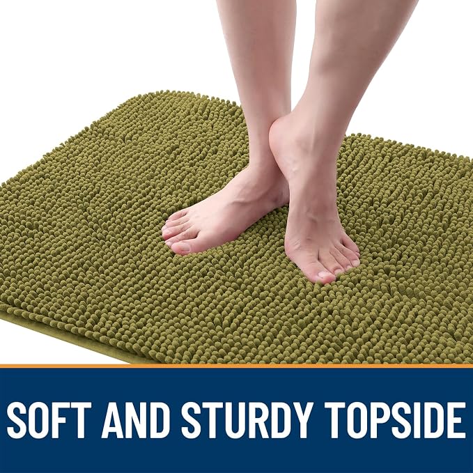 OLANLY Dog Door Mat for Muddy Paws 59x35, Absorbs Moisture and Dirt, Absorbent Non-Slip Washable Doormat, Quick Dry Chenille Mud Mat, Entry Indoor Entryway Carpet for Inside Floor, Willow Green