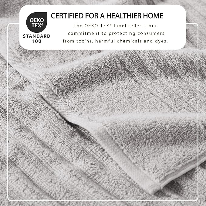 Great Bay Home 2 Pack Bath Sheet Set - 100% Cotton Towel Set - Absorbent & Quick-Dry Oversized Towels for Bathroom (Light Grey)
