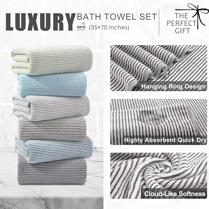 4 Piece Bath Towel Set 35"x70"Oversized Bath Towel for Bathroom Ultra Soft Fluffy Extra Large Bath Sheet Luxury Premium Bathroom Towel Highly Absorbent Quick Dry Shower Towel for Hotel Spa,Brown White