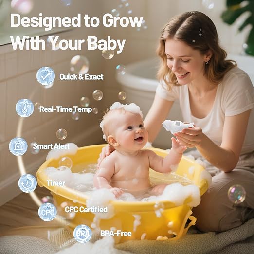 Baby Bath Thermometer for Tub,Digital Infants Water Temperature,LCD Display | Safety Floating Bath Toy,Bathtub Temperature Measure,Newborn & Toddler Essentials,Accurate Reading with Timer