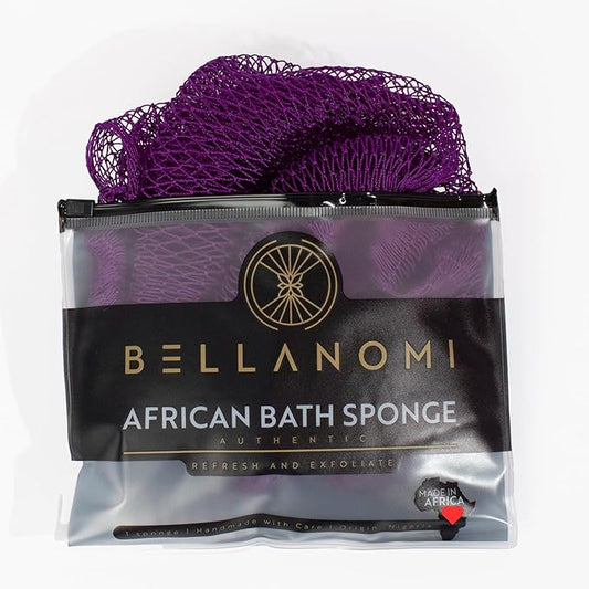 BELLANOMI African Exfoliating Net Sponge, Authentic, Ethically sourced from Nigeria, 45 inches Long, Back Scrubber for Daily use (Indigo)