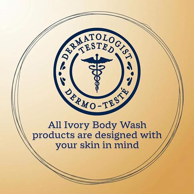 Ivory Body Wash, Designed for the Whole Family, Gentle Formula, Free of Dyes Heavy Perfumes Parabens Phthalates & Silicones, for Sensitive Skin, Designed for Skin's pH, Honey Scent, 35 oz