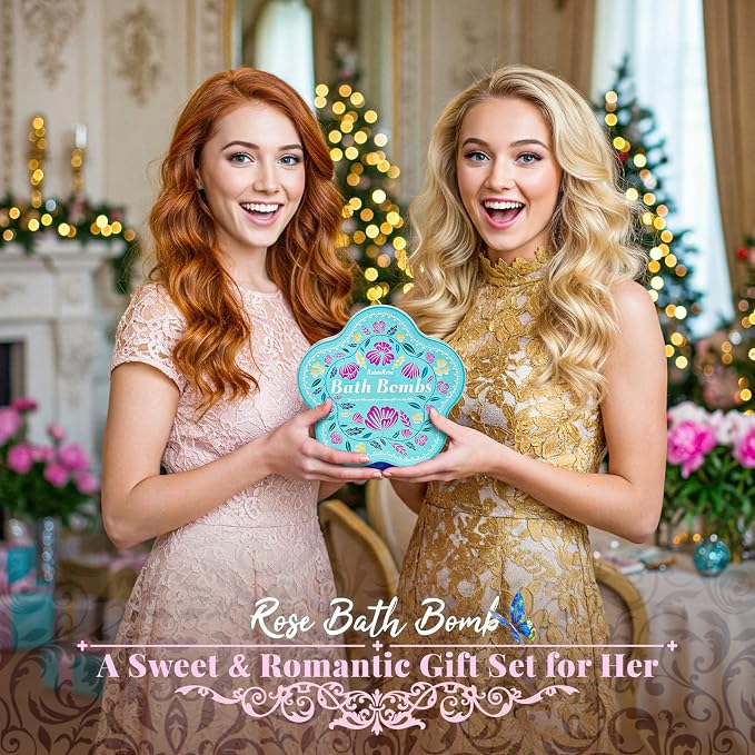 Bath Bomb Gift Set for Women – 10 Pack Handmade with Natural Essential Oils, 5 Aromatic Scents, Relaxing Rose Bubble Bath, Self Care Birthday & Summer Gifts for Mom, Wife, and Her