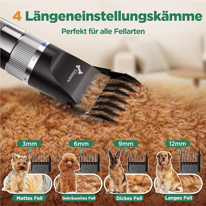 Gimars 4 in 1 Dog Grooming Clippers with Small Trimmer, 7000RPM High-Power 4-Speed Quiet Pet Shaver (≤55dB), Cordless Rechargeable Dog Hair Clippers for Thick Coats with Scissors, Comb & USB