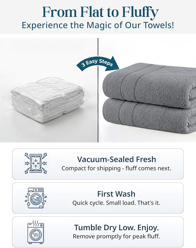 CASA PLATINO Hand Towels for Bathroom - 6 Pack (16"x28"), 100% Cotton Face Towel Set - Soft, Fade & Shrink Resistant - Hotel & Spa Inspired Hand Towels for Bathroom for Modern Family Homes - Cool Grey