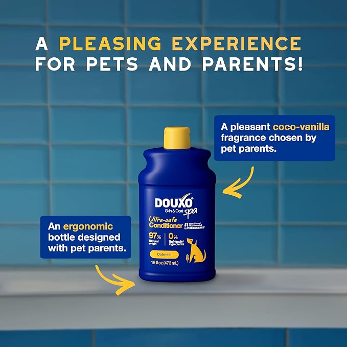 DOUXO SPA Oatmeal Dog Conditioner, 16 fl oz, Detangles and Moisturizes, Leaves the Coat Soft, Silky and Radiant, Ultra-Safe Skin-Friendly Formula