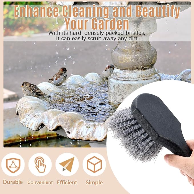 CroBlissful 2 Pcs Bird Bath Cleaning Brush Hard Bristle Stiff Bristle Brush with Plastic Handle Utility Scrub for Bird Feeder Bath Accessories Fountain Outdoor Cleaning(Gray)