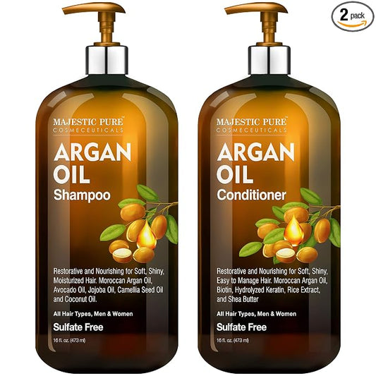 MAJESTIC PURE Argan Oil Shampoo and Conditioner Set | Nourishing & Promotes Soft and Silky Hair | Sulfate Free | For All Hair Types, Men and Women - 2 x 16 fl oz