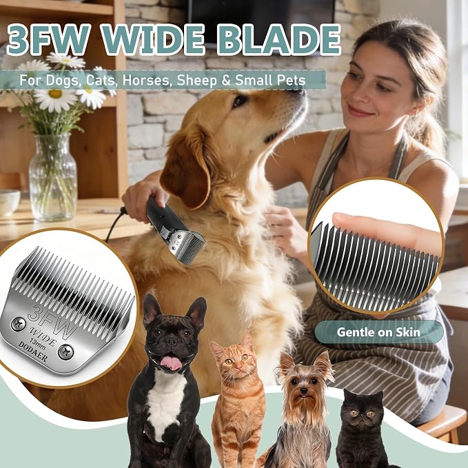 3FW Dog Grooming Blade Compatible with Andis, Wahl, Oster A5 Clippers | Cut 13mm (1/2"), For Large Dogs, Cats, Other Pets