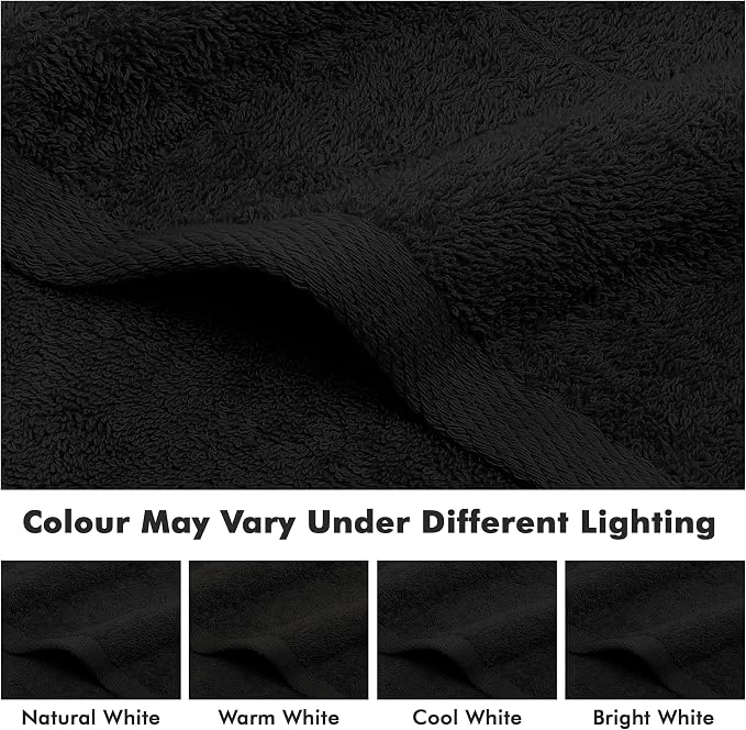 100% Ring Spun Cotton Hand Towels for Bathroom – 550 GSM Soft & Absorbent Towel Set– Pack of 6 Small Towel (34x20in) – Quick Dry Luxury Cotton Hand Towels – Black