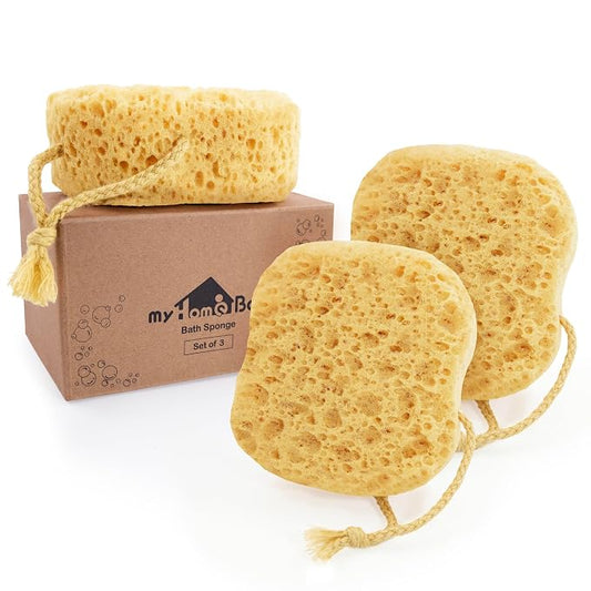 myHomeBody Bath Sponge, Foam Loofah, Shower Sponge for Body, Square, 3 Pack | Large Size, Lots of Lather, Bath Sponges for Shower, Body Scrubber for Bathing, Body Wash Women, Exfoliating Loofah Sponge