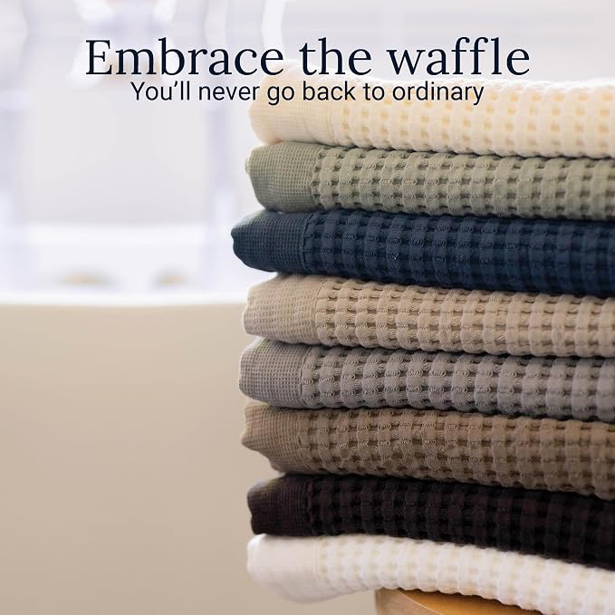 GILDEN TREE Waffle Towel Set Quick Dry Thin | 2 Bath Towels | 2 Hand Towels | 2 Washcloths, Modern Style (Sage Grey)