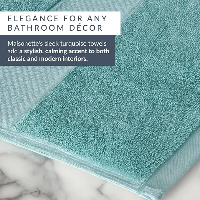Maisonette Loft Egyptian Cotton Turkish Hand Towels - Soft, Absorbent Washcloths for Face - Ideal Quick Dry Small Towel Wash Cloth Set for Bathroom - (13" x 13", 6 Pack) - Turquoise