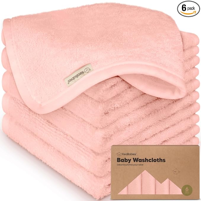 6-Pack Baby Washcloths, Soft Absorbent Washcloths for Face, Body (Blush Pink) | Viscose from Bamboo Washcloths, Baby Towels, Newborn, Kids, Toddlers, Infant, Gentle on Sensitive Skin, 10x10, Reusable