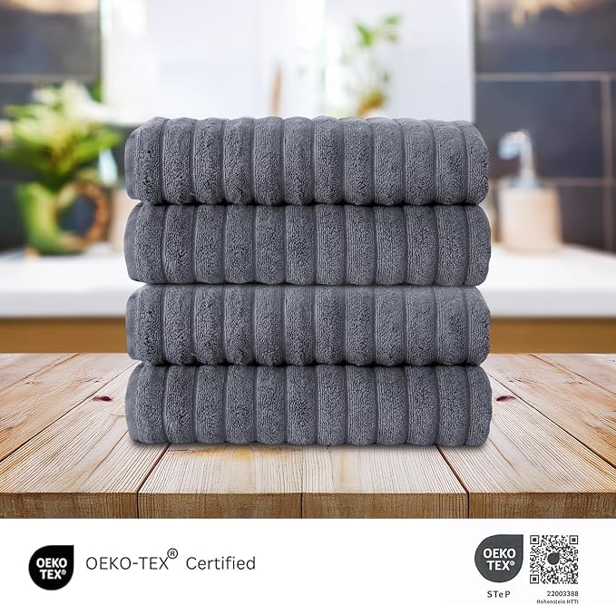Classic Turkish Towels CTT Premium 4 Pack Bath Towels Set, Made with 100% Turkish Cotton, Spa & Hotel, Quick Drying Towels, Absorbent & Comfy | 27"x54" (Grey)