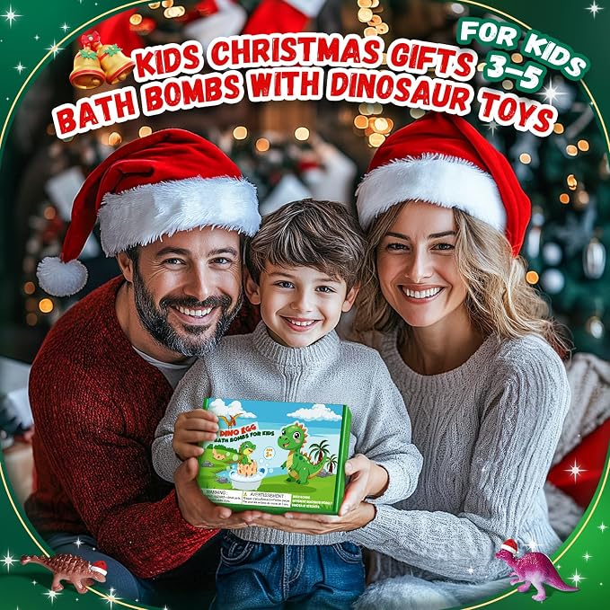 Bath Bombs for Kids with Dragon Toys Inside, Boo Basket Stuffers, Sanyi Dinosaur Toys Gifts for Kids 3-7, Dino Egg Fillers Bubble Bath Birthday Gifts Christmas Stocking Stuffers for Boys Toddler
