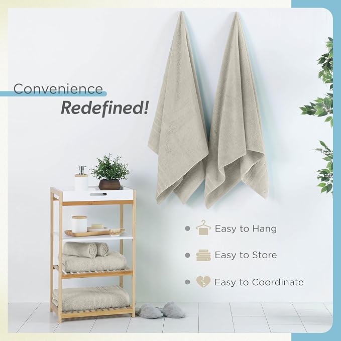 Martex 2-Pack Ultimate Performance Bath Sheet Set, New Sand, 33" x 65" | 100% Cotton, Extra Large Bath Towels, Super Absorbent, Low-Linting, Supersoft